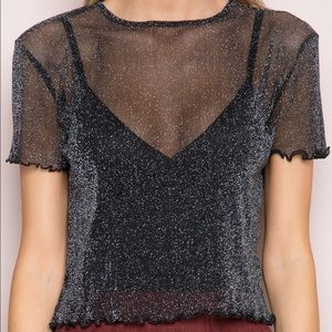 Brandy Melville Porter Mesh Glitter Top